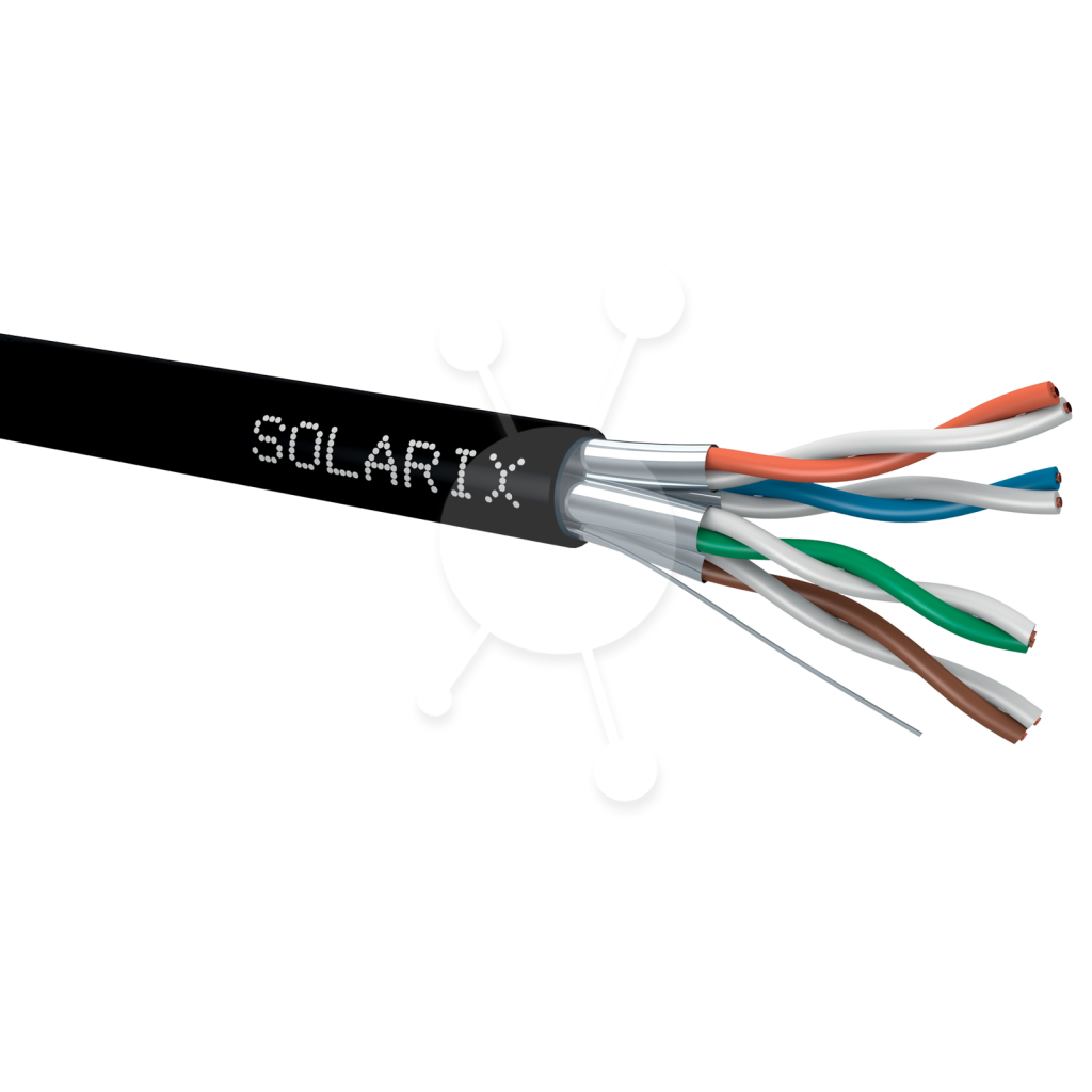 Kábel CAT6A STP PE Solarix tienený, 500m cievka