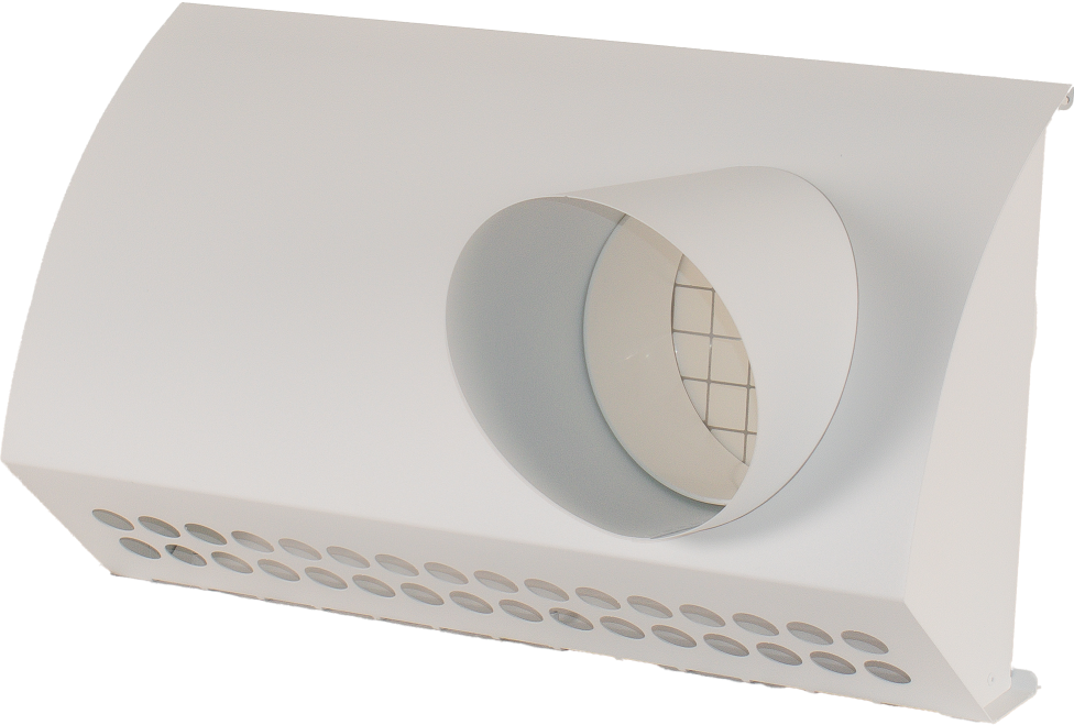 VZ_FBX_HSPV - združený fasádny box horizontálny pre EPP potrubie Ø210 mm, priemer pripojovacieho potrubia Ø 150mm, PRAVÝ výfuk, BIELY