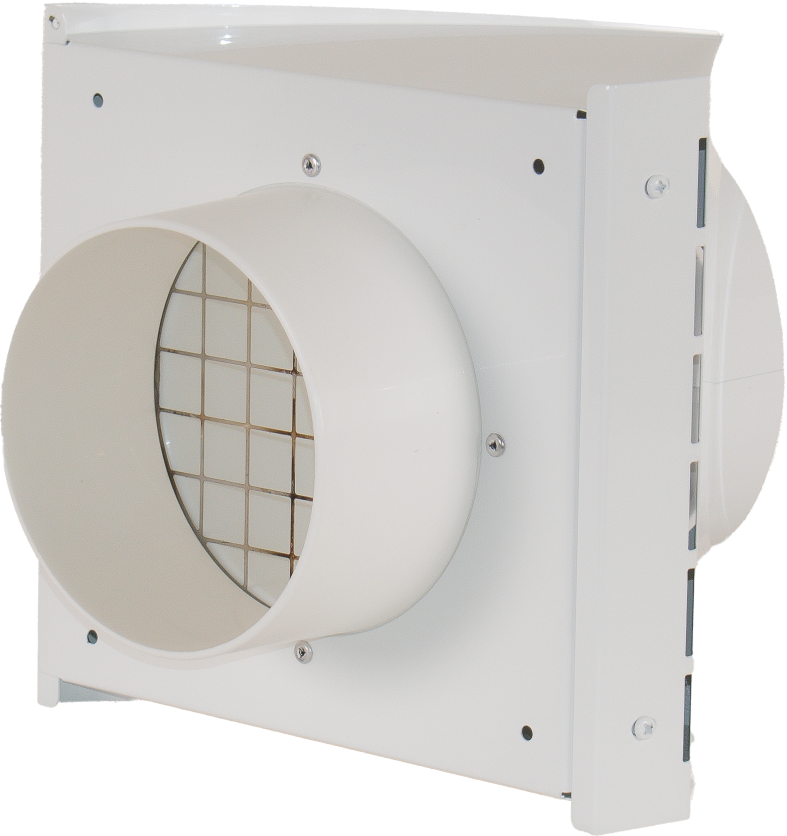 VZ_FBX_VYF - výfukový fasádny box pre EPP potrubie Ø210 mm, priemer pripojovacieho potrubia Ø 150mm, VÝFUK, BIELY