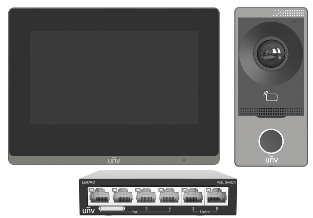 KIT/201S/372S/NSW2020 - Set IP videovrátnika Uniview s PoE switchom