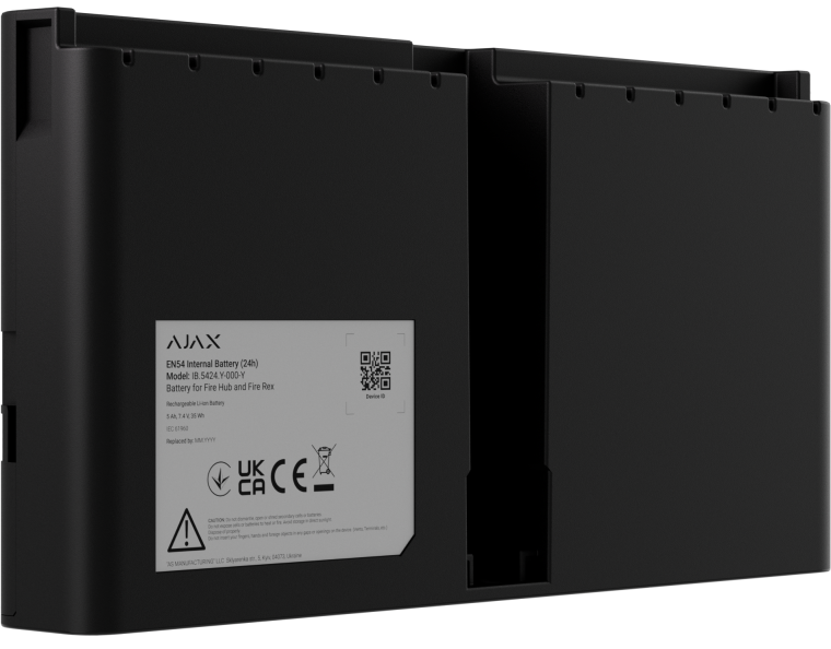 EN54 INTERNAL BATTERY 72H BLACK - 10Ah vnútorná záložná batéria pre EPS ústredňu FIRE HUB a rozširovač FIRE REX AJAX