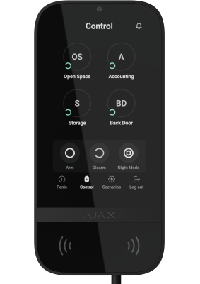 SUPERIOR KEYPAD TOUCHSCREEN BLACK FIBRA - zbernicová klávesnica AJAX s dotykovým displejom a RFID čítačkou