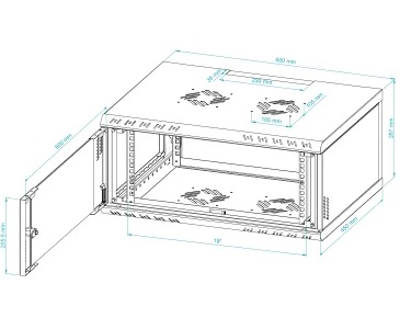 4U 19" Rack dátový rozvádzač s hĺbkou 450mm