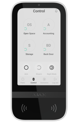 KEYPAD TOUCHSCREEN WHITE JEWELLER BASELINE - bezdrôtová klávesnica AJAX s dotykovým displejom a RFID čítačkou
