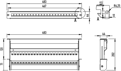 Patch panel modulárny 1U 19" pre keystony